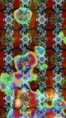 Renkli Yaz Temalı eskiz kalıbı. Güzel kumaş deseni. Raster Illustrasyon 'daki Çiçek Deseni' nin son moda çizimi. Düz Çiçek Elementleri Tasarımı.