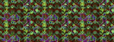 Kabile sanatı boho baskısı, klasik çiçek arkaplanı. Arkaplan dokusu, duvar kağıdı, çiçek teması yeşil, kahverengi ve kırmızı renkler. Soyut etnik raster çizim kalıbı.