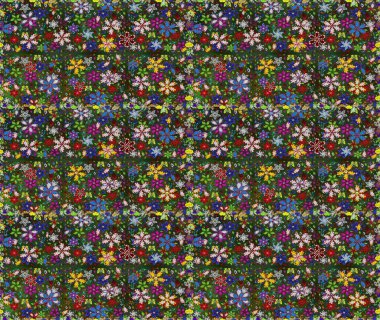 Çiçek arkaplan. Renkli, pürüzsüz desen. Çiçek duvar kâğıdı. Raster illüstrasyonu. Yeşil ve gri renkli şirin tekstil.