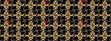 Tekrar eden çiçek arkaplanı, zarif siyah çiçek duvar kağıdı. Siyah renkler üzerine çiçek desenli çizimler, el yapımı papatyalar, papatyalar..