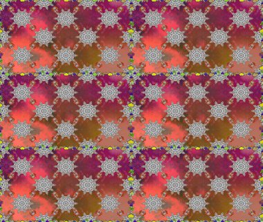 Çiçekleri, deniz kabukları, mandalaları ve suluboya efektleriyle donanma geçmişi. Yatak çarşafları, ceket, paket tasarımı, kumaş ve moda kavramları için tekstil baskısı. Kusursuz etnik tasarım.