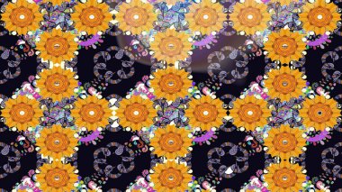 Düz Çiçek Elementleri Tasarımı. Çiçekli çizim şekli. Renkli Bahar Teması eskiz kalıbı. Siyah renkte çiçekler.