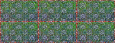 Yeşil ve mavi renkte çiçekler. Gömlek baskısı için çiçek boyası. Çiçeksiz desenli arka plan.