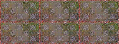 Çiçeksel elementlerle süslenmiş zarif raster dokusu. Gri ve kahverengi renkli ve parlak çiçekli, soyut, pürüzsüz desen. Küçük çiçekte şirin bir çiçek deseni var..