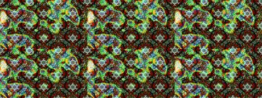 Yeşil, kahverengi ve gri renklerde bahar çiçekleri. Raster çiçekleri klasik tarzda çizilmiş. Raster illüstrasyonu. Çiçekli yumuşak çizim deseni.