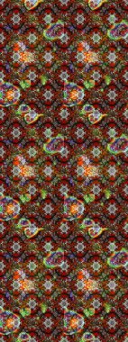 Eskiz geçmişi. Kumaş, tekstil, duvar kağıdı baskısı için. Eski usul. Raster illüstrasyonu. Renkli desenli eskiz deseni, kahverengi, gri ve kırmızı çiçekler ve dekoratif elementler..