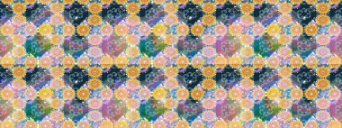 Eski usul küçük çiçekli şirin bir eskiz deseni. Raster illüstrasyonu. Moda arka planında parlak buketler. Kumaş, duvar kâğıdı ve kağıda yazdırmak için gelişen arkaplan.