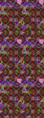 Suluboya, elle çizilmiş. Raster hisseleri. Çiçekler kırmızı, kahverengi ve yeşile. Taslak arkaplan deseni.