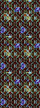 Moda baskıları için zarif bir şablon. Parlak renkli çiçekleri ve kahverengi, mavi ve gri renkte yaprakları olan harika bir çiçek deseni. Modern çiçek arkaplanı. Halk stili.