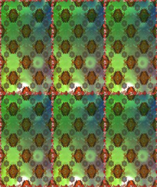 Yeşil ve kahverengi renkli vadi çiçekleri. Çiçeksiz desenlerin çizimi.