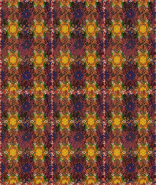 Raster geleneksel halk çiçekleri kahverengi ve turuncu renkli tekstil tasarımları için. Çiçeksiz desenli nakış işlemeli gelincikler ve vadi zambaklarıyla.