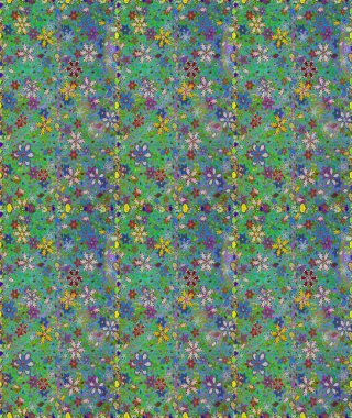 Raster illüstrasyonu. Çiçek. Kusursuz dekoratif arka plan, çiçek mandala. Yeşil ve mavi renklerde.