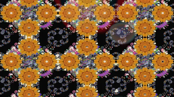 Raster illüstrasyonu. Küçük çiçekteki sevimli çiçek deseni. Siyah renkte çiçekler.