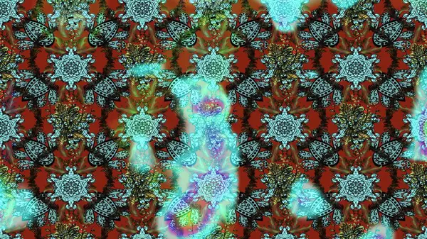 Kızılderili desenli desenli desenli şal deseni. Tekstil, tebrik kartı, boyama kitabı, telefon kılıfı baskısı için kullanılabilir. Raster Henna dövme stili. Etnik Mandala süsü.