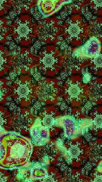 Üzerinde gelincikler ve vadi zambakları olan renkli çiçek desenli nakış deseni. Tekstil tasarımı için geleneksel Raster çiçek buketi yeşil, kahverengi ve siyah renkler.