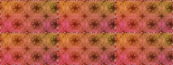 Raster illüstrasyonu. El çizimi çiçekli, soyut, pürüzsüz desen. Kahverengi ve turuncu renkte çiçekler.