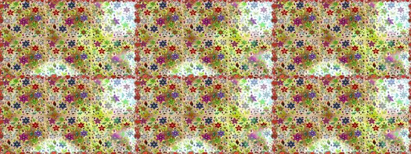 Motley illüstrasyonu. Çiçekli bahar çiçekleri. Moda baskıları için zarif bir şablon. Küçük renkli çiçekler. Küçük çiçekte şirin desenler.