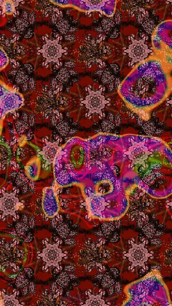 Kahverengi, kırmızı ve siyah renkler suluboya tarzında. Raster illüstrasyonu. Küçük çiçekli bahar deseni çiz.