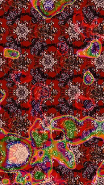 Suluboya, elle çizilmiş. Raster - stok. Vadinin çiçekleri kırmızı, kahverengi ve siyah renklerde. Taslak arkaplan deseni.