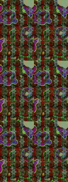 Raster illüstrasyonu. Eski usul. Eskiz geçmişi. Kumaş, tekstil, duvar kağıdı baskısı için. Renkli desenli eskiz deseni, yeşil, kırmızı ve gri çiçekler ve dekoratif elementler.