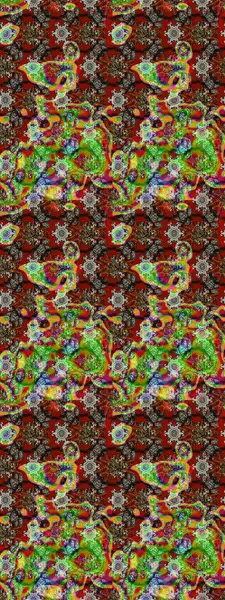 Tekstil için suluboya eskiz deseni. Şirin çiçekli, desenli, kahverengi, yeşil ve kırmızı renkli bir eskiz deseni. El çizimi çiçek çizimi deseni (fayans)).