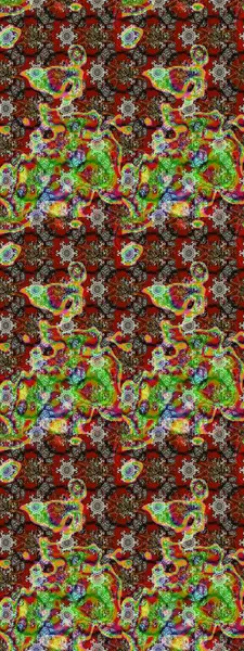 Tekstil için suluboya eskiz deseni. Şirin çiçekli, desenli, kahverengi, yeşil ve kırmızı renkli bir eskiz deseni. El çizimi çiçek çizimi deseni (fayans)).