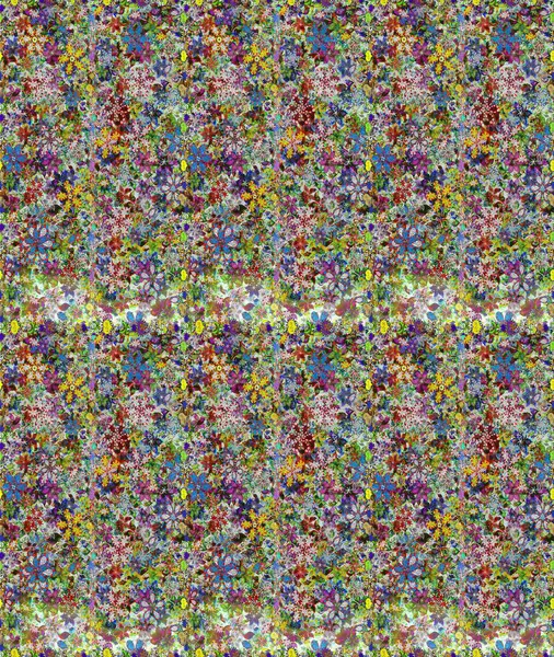 Renkli Bahar Temalı Kusursuz Arkaplan. Çiçeksel fantezi tasarımı, parlak bir arka planda, kusursuz bir desen. Düz Çiçek Elementleri Tasarımı.