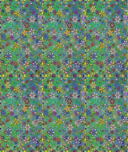 Raster illüstrasyonu. Çiçek. Kusursuz dekoratif arka plan, çiçek mandala. Yeşil ve mavi renklerde.