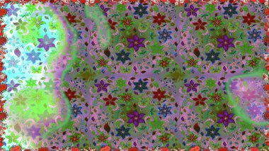 Yeşil ve nötr renklerde çiçeklerle kusursuz çiçek deseni. Çiçekler suluboya tarzında yeşil ve nötr renklerde.