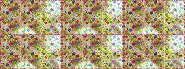 Motley illüstrasyonu. Çiçekli bahar çiçekleri. Moda baskıları için zarif bir şablon. Küçük renkli çiçekler. Küçük çiçekte şirin desenler.