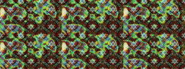 Yeşil, kahverengi ve gri renklerde bahar çiçekleri. Raster çiçekleri klasik tarzda çizilmiş. Raster illüstrasyonu. Çiçekli yumuşak çizim deseni.