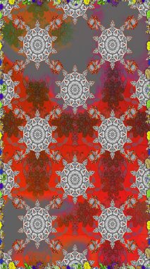 Raster Hip kumaş deseni. Kusursuz Vintage Çiçek Deseni.