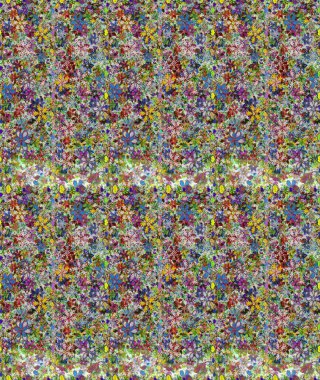 Renkli Bahar Temalı Kusursuz Arkaplan. Çiçeksel fantezi tasarımı, parlak bir arka planda, kusursuz bir desen. Düz Çiçek Elementleri Tasarımı.