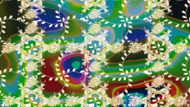 Vadinin yeşil renkli çiçekleri. Raster çiçek desenleri çiziyor..