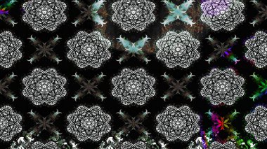 Raster illüstrasyonu. Robot resim. Siyah renkli çiçekler. Şirin çiçek elementleri..