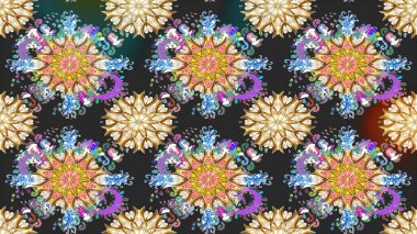 Raster illüstrasyonu. Gri kıvırcık çiçekler gri renkte şekillenir. Klasik çiçek tasarım elementleri.