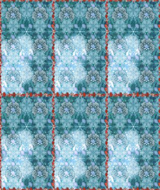 Tekstil için dikişsiz suluboya desen. Elle çizilmiş çiçek deseni (fayans). Sevimli çiçeklerle, desenli, mavi renklerle renksiz desen.