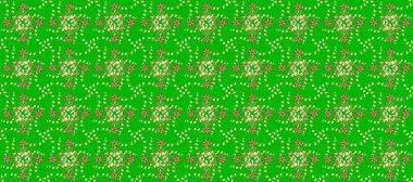 Paisley 'ler zarif çiçek desenli arkaplan duvar kâğıdı illüstrasyonları. Güzel, modern, 3 boyutlu sanat eseri, sarı ve yeşil desenli çiçek yaprakları ve süslemeleri var..