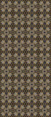 Raster illüstrasyonu. Gri, kahverengi ve bej renklerde, altın ve soyut desenli bir çiçek. Süsleme.