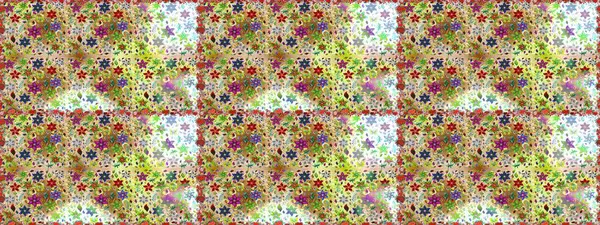 Motley illüstrasyonu. Çiçekli bahar çiçekleri. Moda baskıları için zarif bir şablon. Küçük renkli çiçekler. Küçük çiçekte şirin desenler.