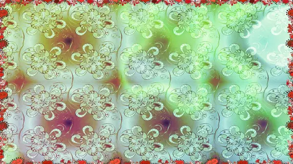 Raster illüstrasyonu. Çiçek. Tarafsız ve yeşil renklerde. Kusursuz dekoratif arka plan, çiçek mandala.