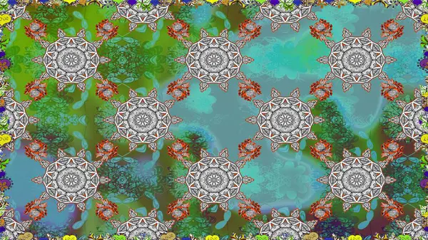 Eski model. Dekorasyon ve tasarım için güzel bir desen. Çiçeğin suluboya çizimlerinin mükemmel deseni. Raster illüstrasyonu. Suluboya kusursuz desen. Moda yazdırma.