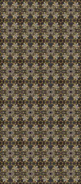 Raster illüstrasyonu. Gri, kahverengi ve bej renklerde, altın ve soyut desenli bir çiçek. Süsleme.