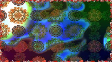 Düz Çiçek Elementleri Tasarımı. Renkli Bahar Temalı Kusursuz Arkaplan. Raster..