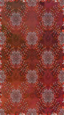 Düz Çiçek Elementleri Tasarımı. Kusursuz Renksiz Bahar Temalı Kusursuz Arkaplan. Kahverengi ve kırmızı renkte çiçekler. Sevimli çiçek raster deseni.