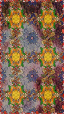 Küçük çiçekteki sevimli çiçek deseni. Raster deseni. Nazik, yaz çiçekleri kahverengi ve gri renklerde. Raster illüstrasyonu.