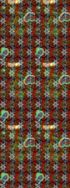 Kahverengi, kırmızı ve yeşil renkte çiçekler. Düz Çiçek Elementleri Tasarımı. Renkli Bahar Teması eskiz kalıbı. Raster illüstrasyonunda çiçek deseni çizimi.