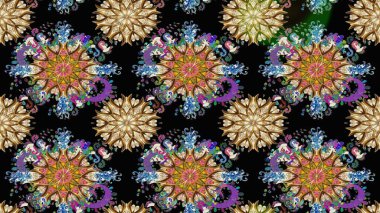 Raster deseni. Bahar çiçekleri dallı desen, siyah renkler çiçekli siluet..