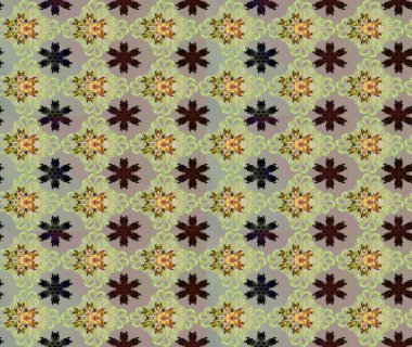 Tarafsız renklerde etnik çiçeklerle süslenmiş zarif bir eskiz. Raster Çiçek İllüstrasyonu güzel tekstil..