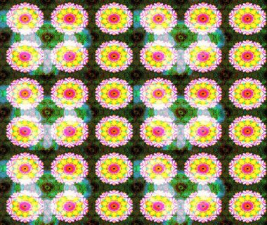 Raster - stok. Yeşil çiçekli eskiz deseni, suluboya çiçek deseni, sevimli çiçek, duvar kağıdı, kart veya kumaş için fayanslı.